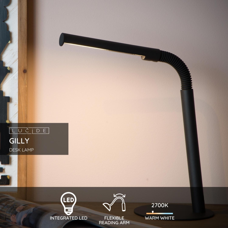 Lucide GILLY - Stolná lampa - LED - 1x3W 2700K - Čierna